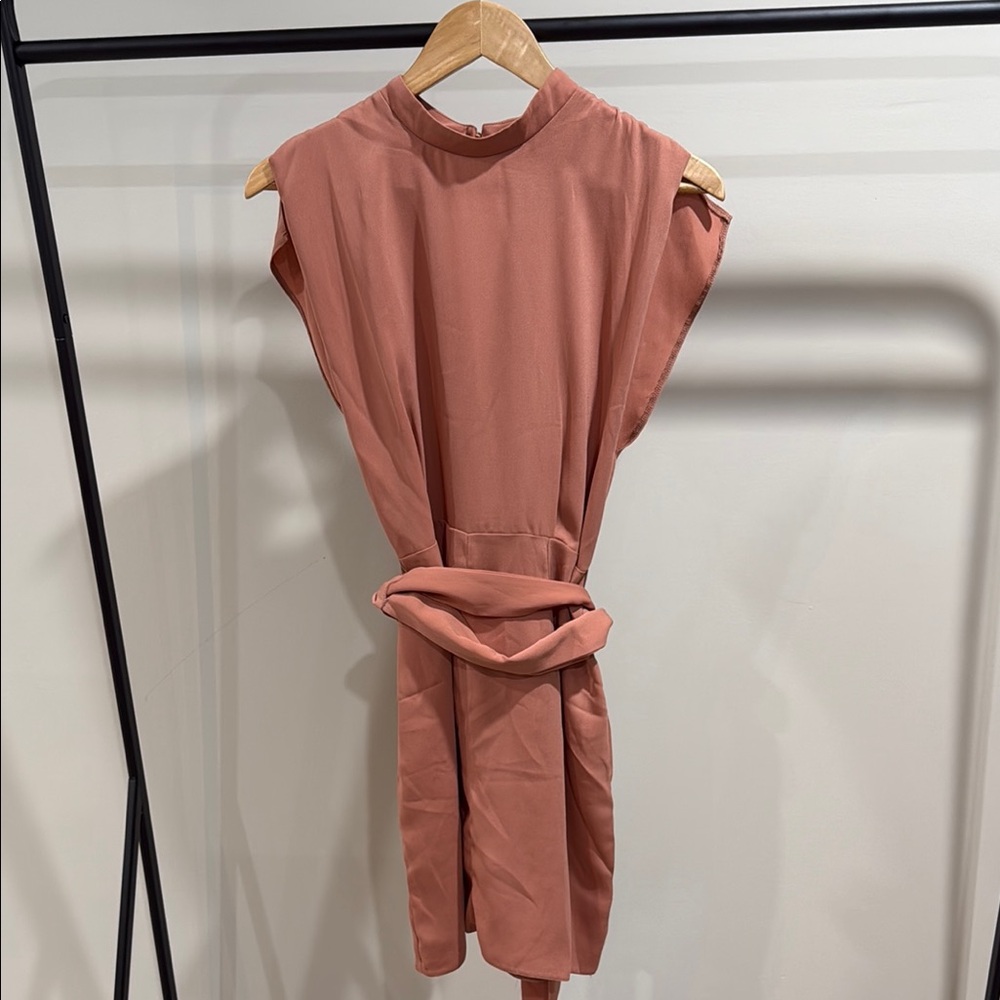 ASOS Pink Sleeveless Sheath Dress with Mock Neck